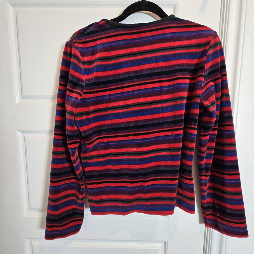 Vintage Y2K Scenario Striped VelvetTop - Picture 3 of 4